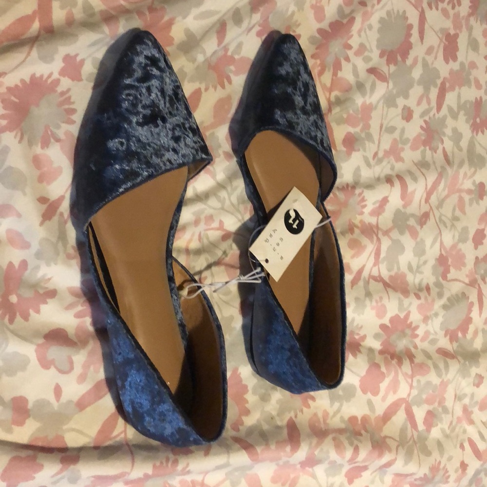 Blue velvet d’orsay flats